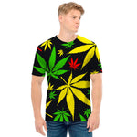 Hemp Leaves Reggae Pattern Print Men's T-Shirt
