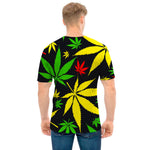 Hemp Leaves Reggae Pattern Print Men's T-Shirt