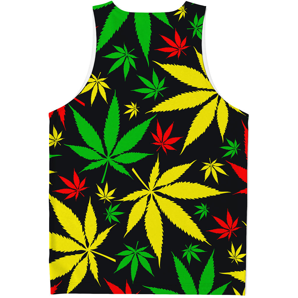 Hemp Leaves Reggae Pattern Print Men's Tank Top