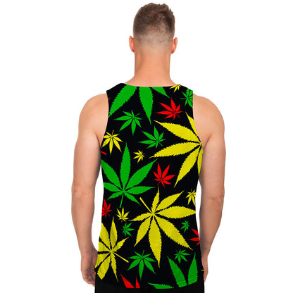 Hemp Leaves Reggae Pattern Print Men's Tank Top