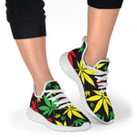 Hemp Leaves Reggae Pattern Print Mesh Knit Shoes GearFrost