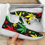 Hemp Leaves Reggae Pattern Print Mesh Knit Shoes GearFrost