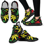 Hemp Leaves Reggae Pattern Print Mesh Knit Shoes GearFrost