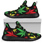 Hemp Leaves Reggae Pattern Print Mesh Knit Shoes GearFrost