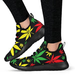 Hemp Leaves Reggae Pattern Print Mesh Knit Shoes GearFrost