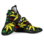 Hemp Leaves Reggae Pattern Print Mesh Knit Shoes GearFrost