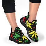 Hemp Leaves Reggae Pattern Print Mesh Knit Shoes GearFrost