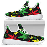 Hemp Leaves Reggae Pattern Print Mesh Knit Shoes GearFrost