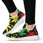 Hemp Leaves Reggae Pattern Print Mesh Knit Shoes GearFrost