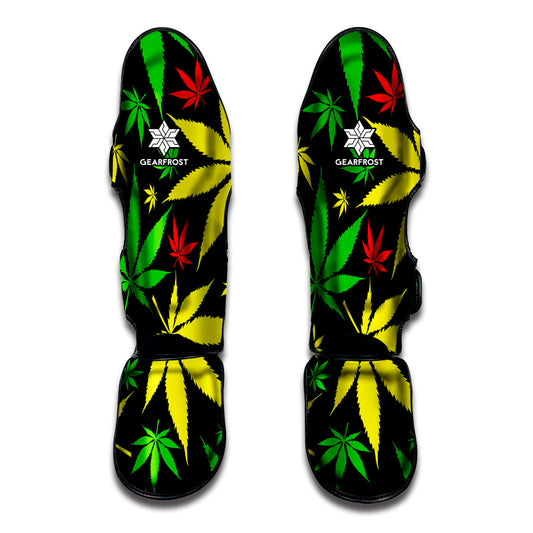 Hemp Leaves Reggae Pattern Print Muay Thai Shin Guard