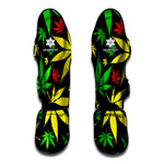 Hemp Leaves Reggae Pattern Print Muay Thai Shin Guard