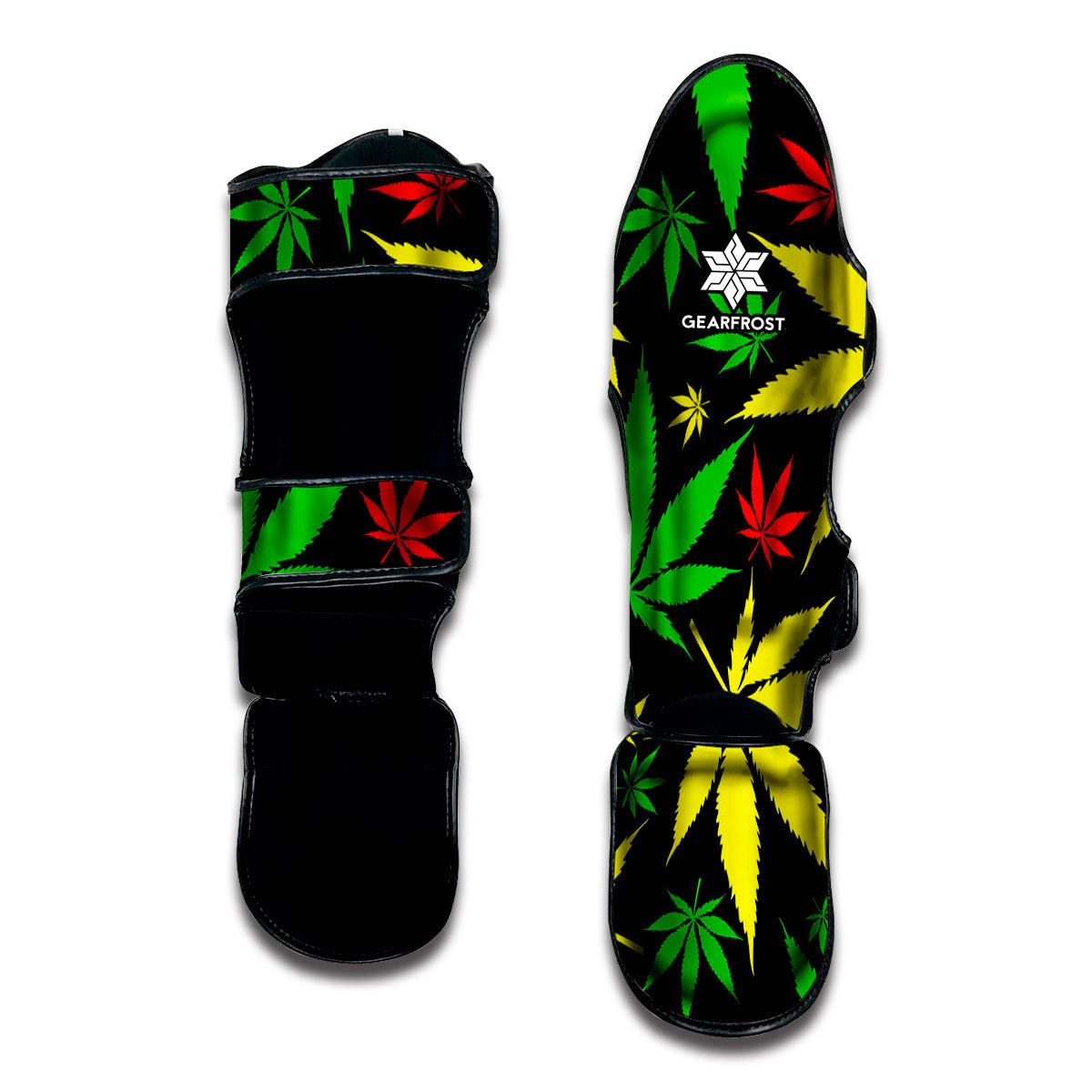 Hemp Leaves Reggae Pattern Print Muay Thai Shin Guard