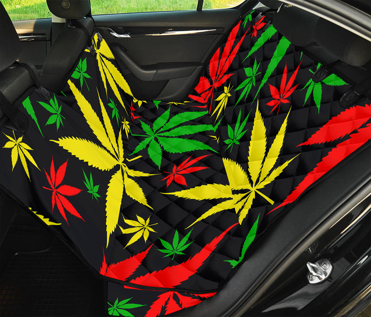 Hemp Leaves Reggae Pattern Print Pet Car Back Seat Cover