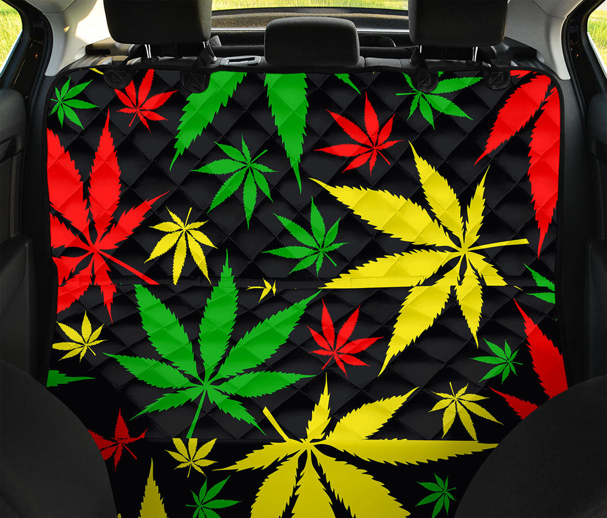 Hemp Leaves Reggae Pattern Print Pet Car Back Seat Cover