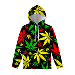Hemp Leaves Reggae Pattern Print Pullover Hoodie
