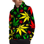 Hemp Leaves Reggae Pattern Print Pullover Hoodie