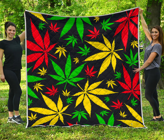 Hemp Leaves Reggae Pattern Print Quilt