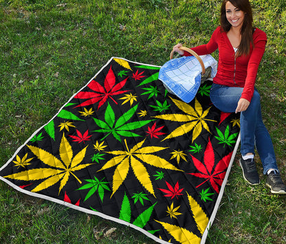 Hemp Leaves Reggae Pattern Print Quilt