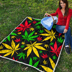 Hemp Leaves Reggae Pattern Print Quilt