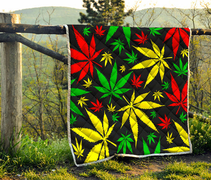 Hemp Leaves Reggae Pattern Print Quilt