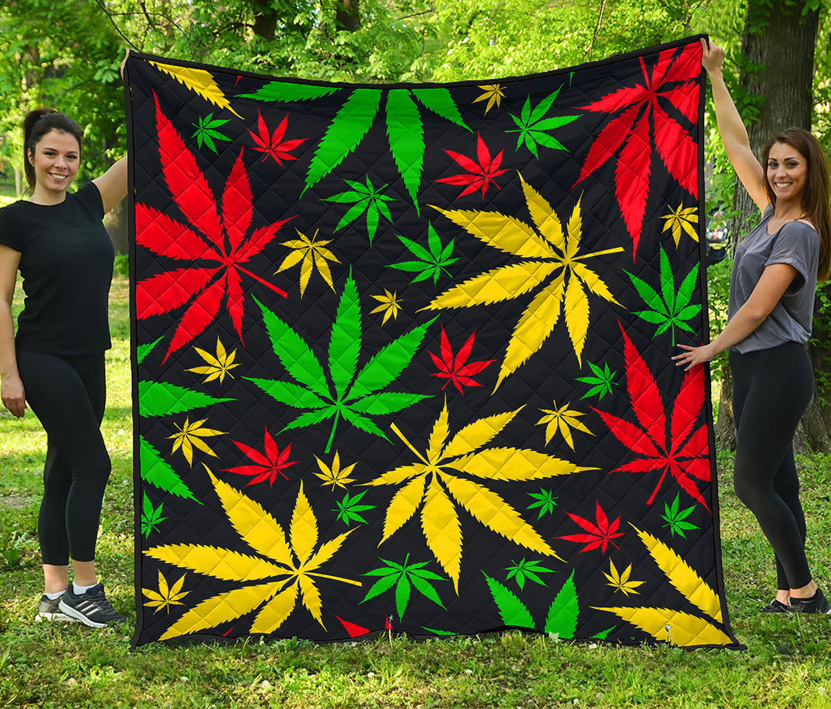Hemp Leaves Reggae Pattern Print Quilt