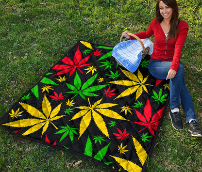 Hemp Leaves Reggae Pattern Print Quilt