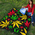 Hemp Leaves Reggae Pattern Print Quilt