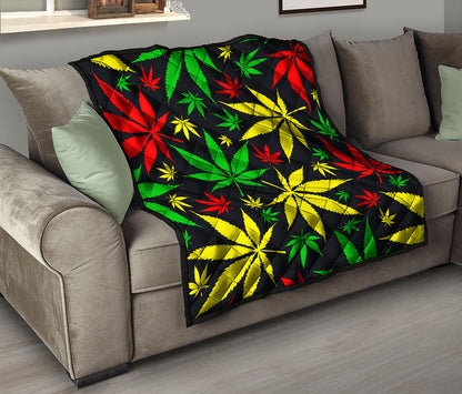 Hemp Leaves Reggae Pattern Print Quilt