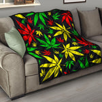 Hemp Leaves Reggae Pattern Print Quilt