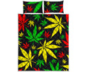 Hemp Leaves Reggae Pattern Print Quilt Bed Set
