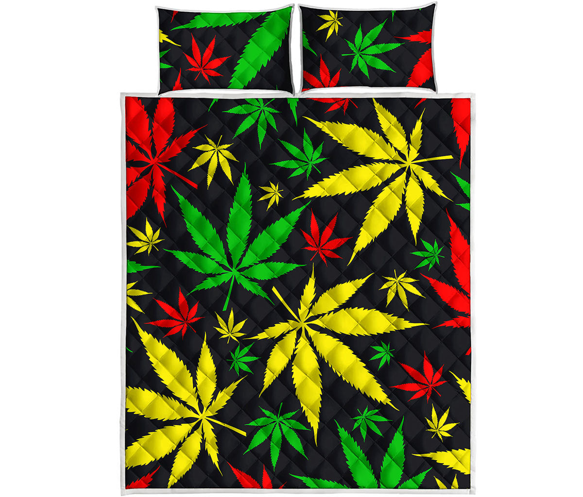 Hemp Leaves Reggae Pattern Print Quilt Bed Set