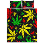 Hemp Leaves Reggae Pattern Print Quilt Bed Set