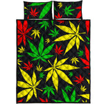 Hemp Leaves Reggae Pattern Print Quilt Bed Set