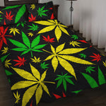 Hemp Leaves Reggae Pattern Print Quilt Bed Set