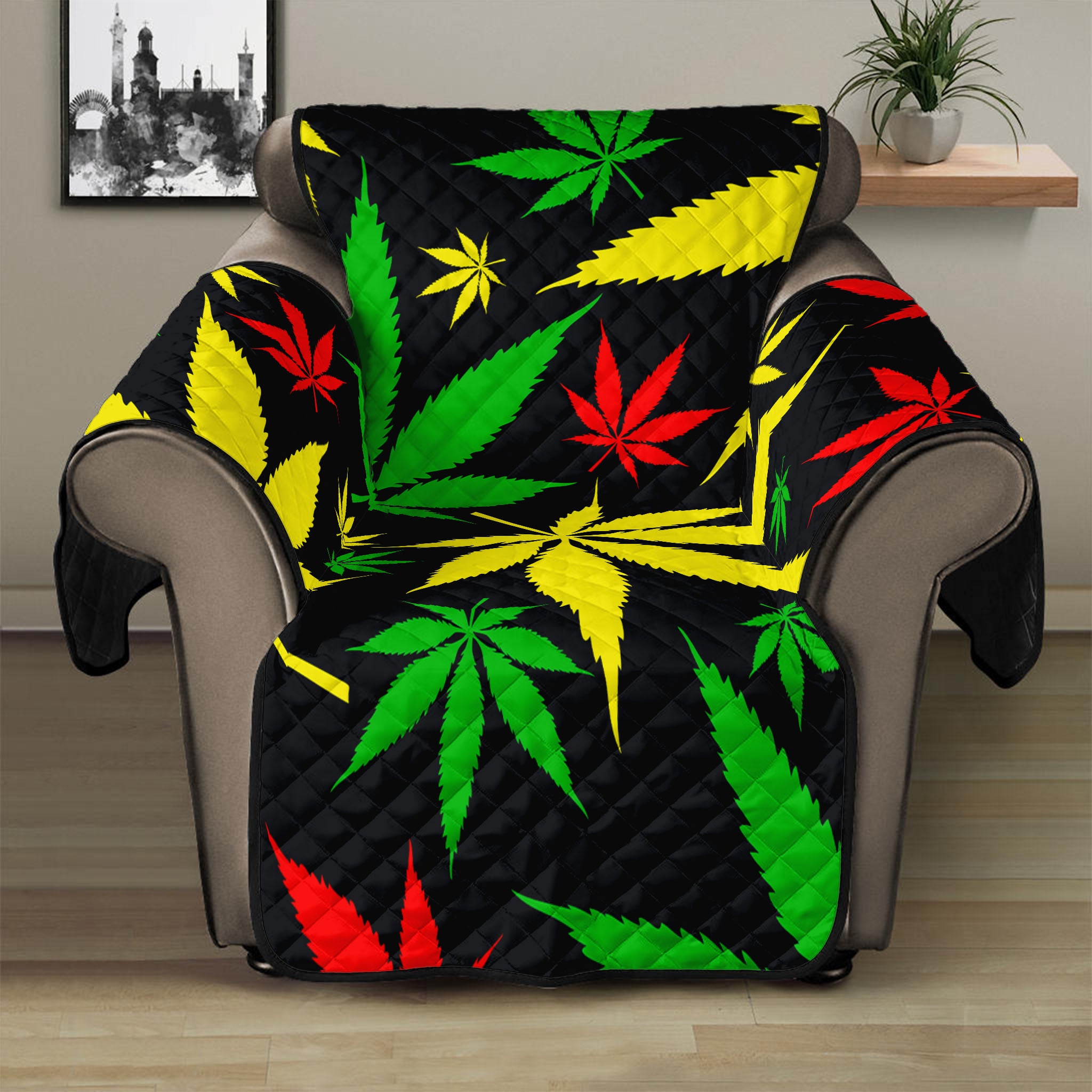 Hemp Leaves Reggae Pattern Print Recliner Protector