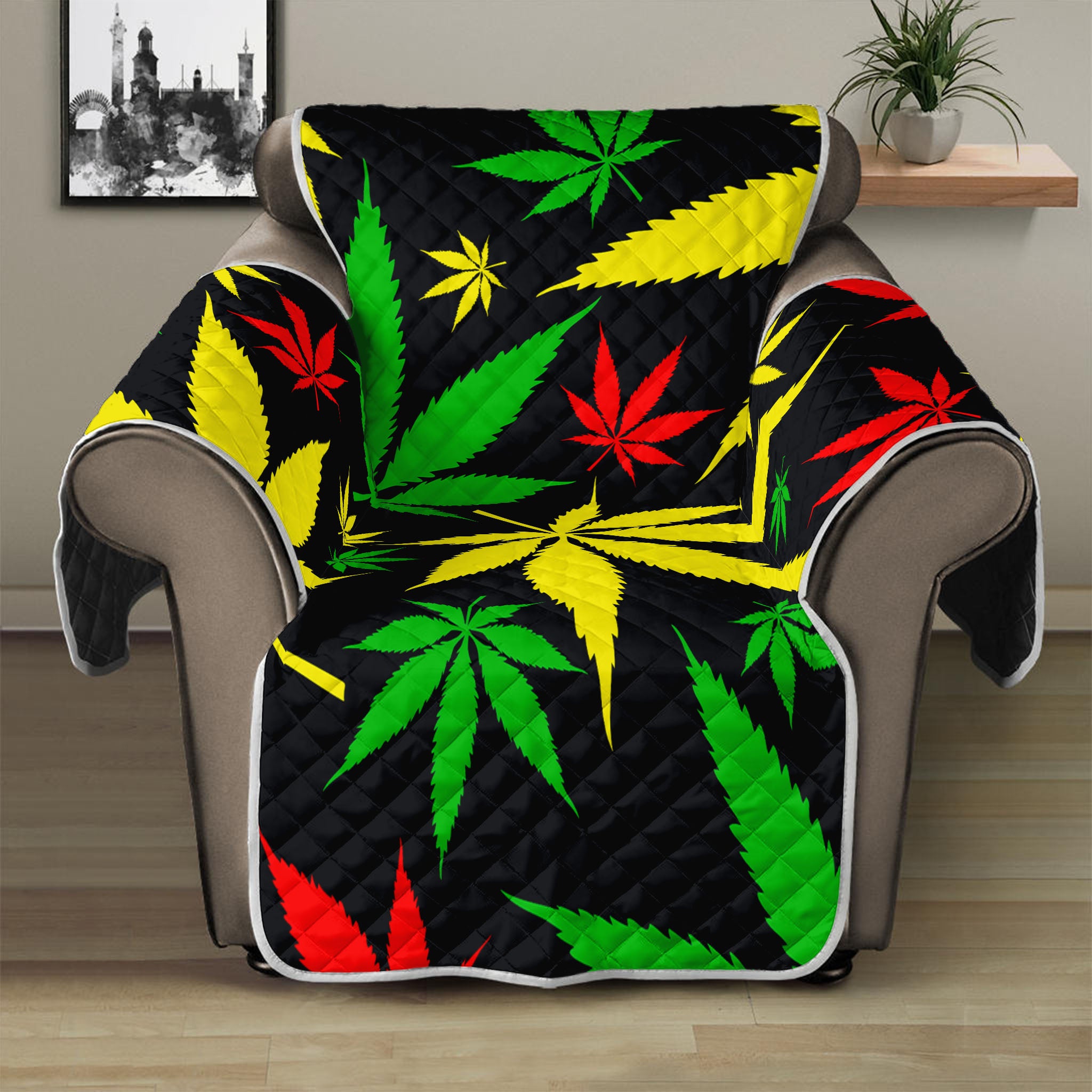 Hemp Leaves Reggae Pattern Print Recliner Protector