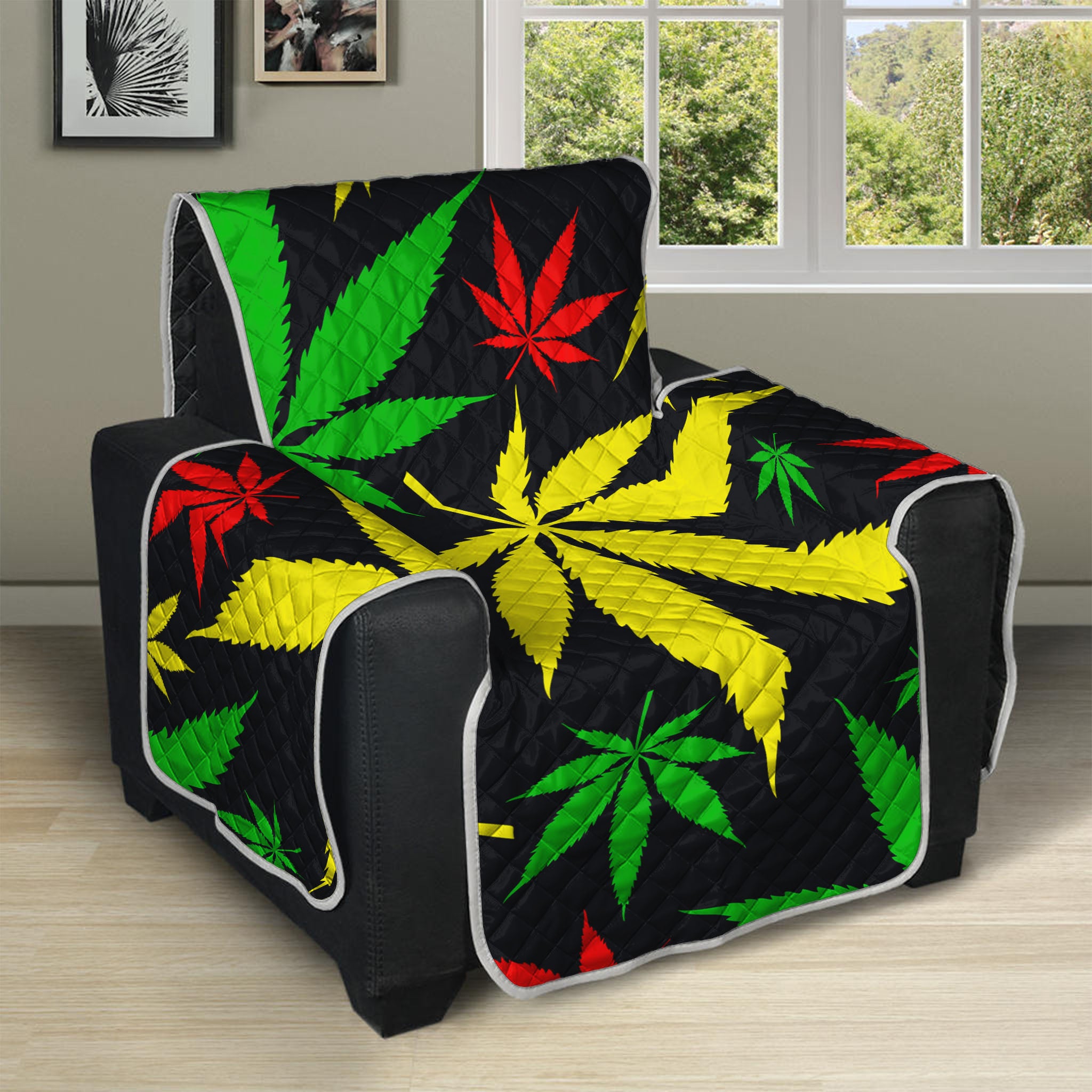 Hemp Leaves Reggae Pattern Print Recliner Protector