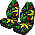 Hemp Leaves Reggae Pattern Print Universal Fit Car Seat Covers