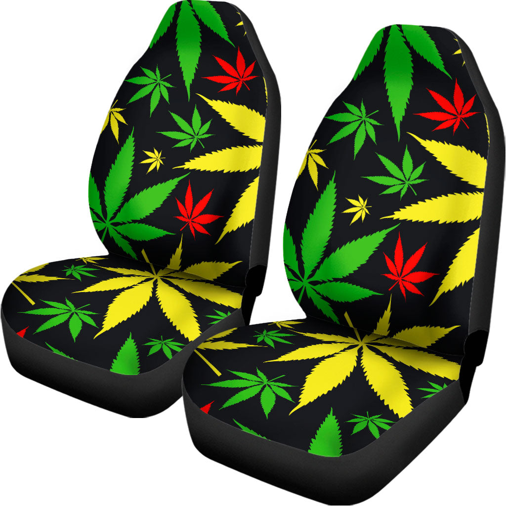 Hemp Leaves Reggae Pattern Print Universal Fit Car Seat Covers