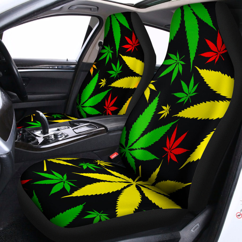 Hemp Leaves Reggae Pattern Print Universal Fit Car Seat Covers