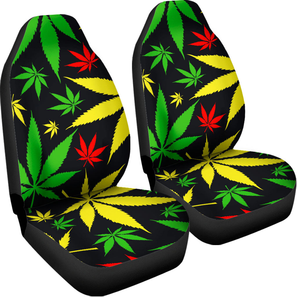 Hemp Leaves Reggae Pattern Print Universal Fit Car Seat Covers