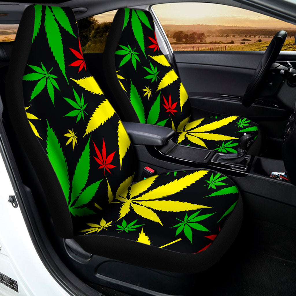 Hemp Leaves Reggae Pattern Print Universal Fit Car Seat Covers