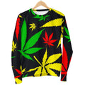 Hemp Leaves Reggae Pattern Print Women's Crewneck Sweatshirt