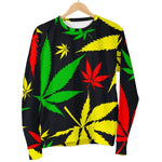Hemp Leaves Reggae Pattern Print Women's Crewneck Sweatshirt GearFrost