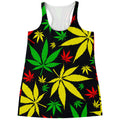 Hemp Leaves Reggae Pattern Print Women's Racerback Tank Top