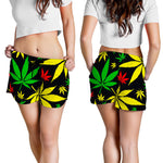Hemp Leaves Reggae Pattern Print Women's Shorts
