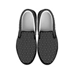 Hexagon Geometric Pattern Print Black Slip On Shoes