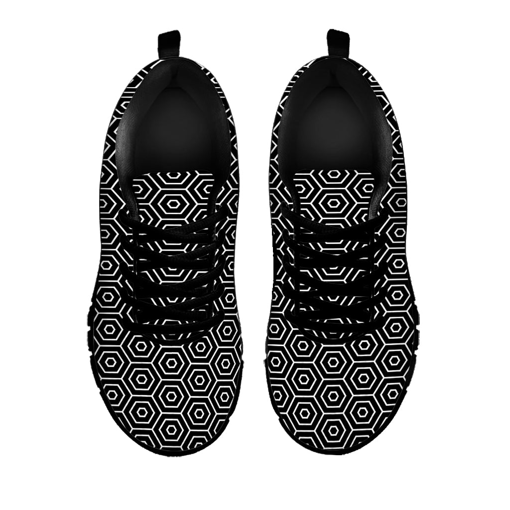 Hexagon Geometric Pattern Print Black Sneakers