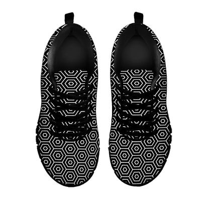 Hexagon Geometric Pattern Print Black Sneakers
