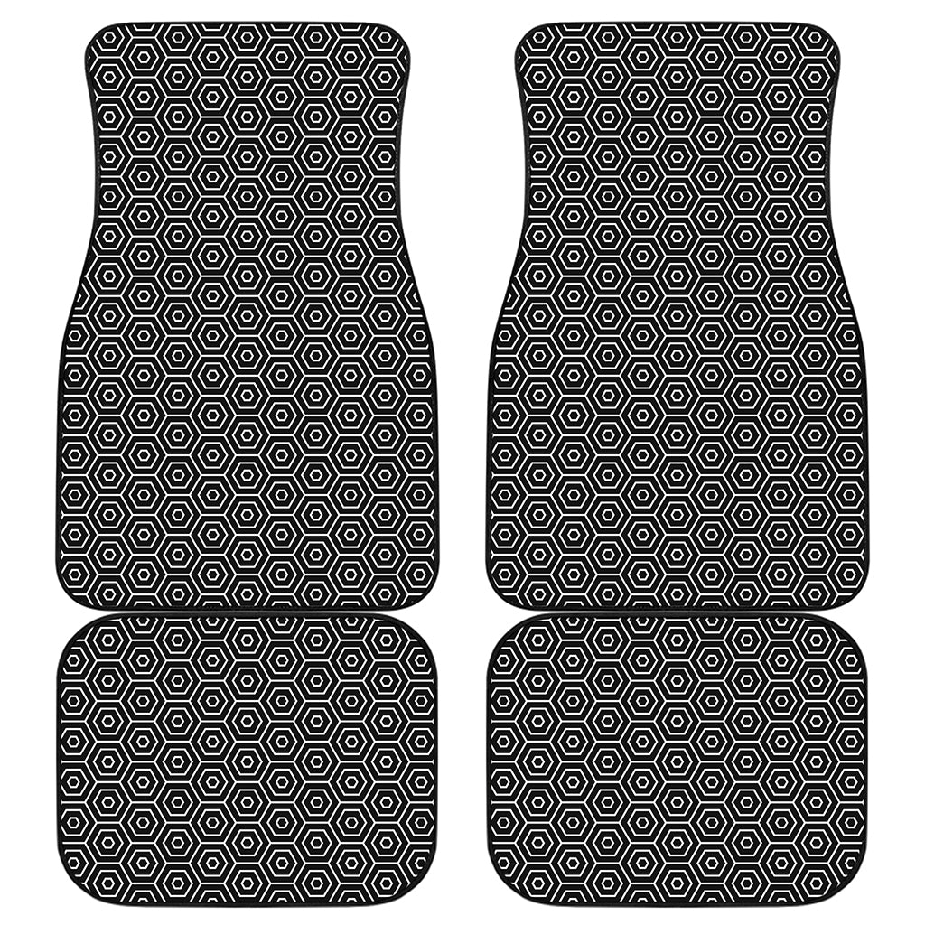 Hexagon Geometric Pattern Print Front and Back Car Floor Mats